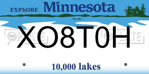 XO8T0H Minnesota License Plate
