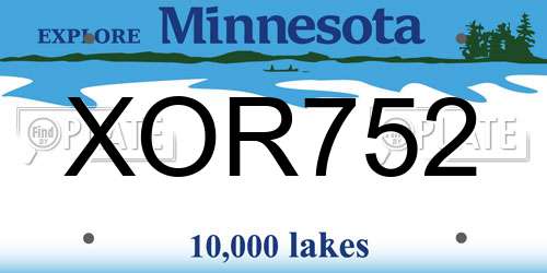 XOR752 Minnesota License Plate