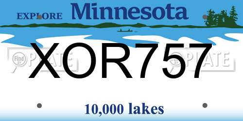XOR757 Minnesota License Plate