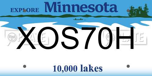 XOS70H Minnesota License Plate