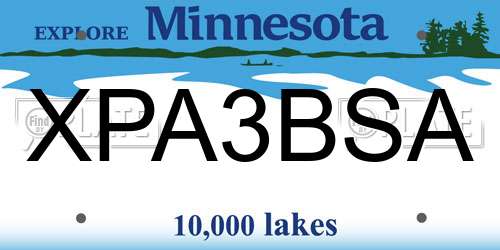 XPA3BSA Minnesota License Plate