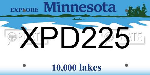 XPD225 Minnesota License Plate
