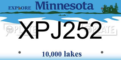 XPJ252 Minnesota License Plate