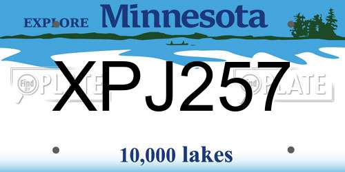 XPJ257 Minnesota License Plate