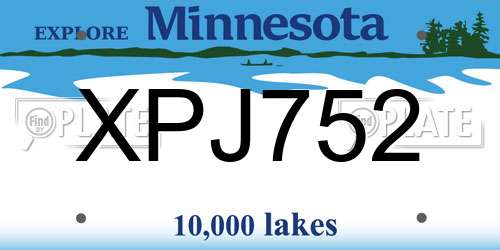 XPJ752 Minnesota License Plate