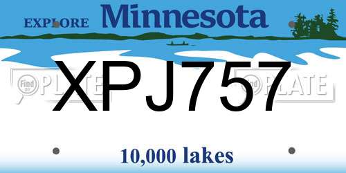 XPJ757 Minnesota License Plate