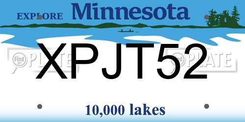 XPJT52 Minnesota License Plate