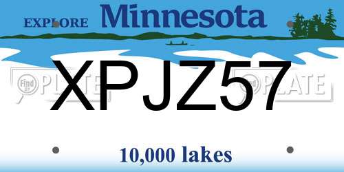 XPJZ57 Minnesota License Plate