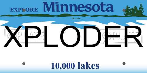 XPLODER Minnesota License Plate