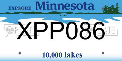XPP086 Minnesota License Plate