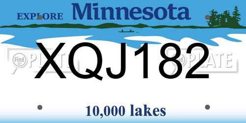 XQJ182 Minnesota License Plate