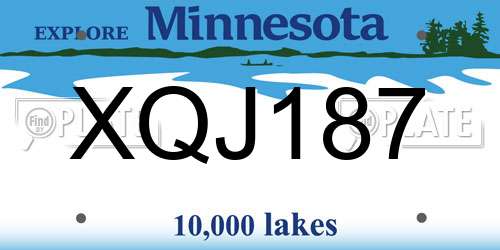 XQJ187 Minnesota License Plate