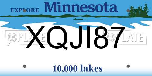 XQJI87 Minnesota License Plate