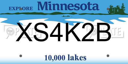 XS4K2B Minnesota License Plate