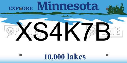 XS4K7B Minnesota License Plate