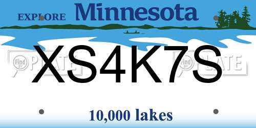 XS4K7S Minnesota License Plate