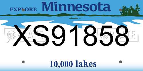 XS91858 Minnesota License Plate