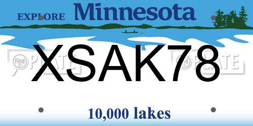 XSAK78 Minnesota License Plate