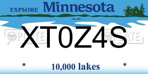 XT0Z4S Minnesota License Plate