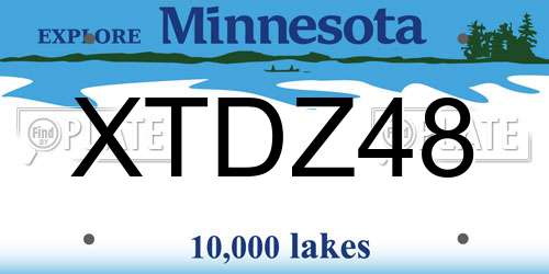 XTDZ48 Minnesota License Plate