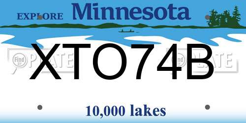 XTO74B Minnesota License Plate