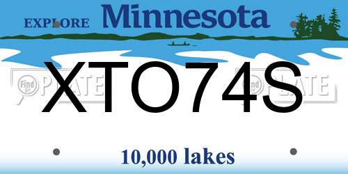 XTO74S Minnesota License Plate