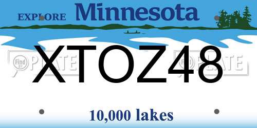 XTOZ48 Minnesota License Plate