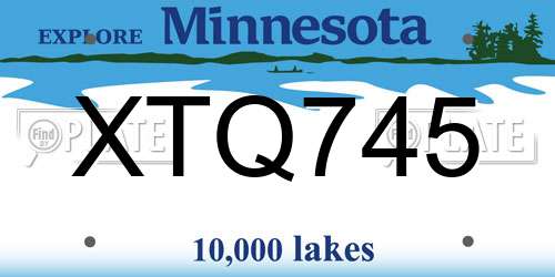 XTQ745 Minnesota License Plate