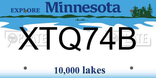 XTQ74B Minnesota License Plate