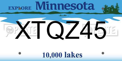 XTQZ45 Minnesota License Plate