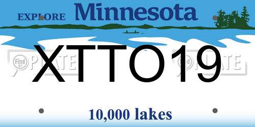 XTTO19 Minnesota License Plate