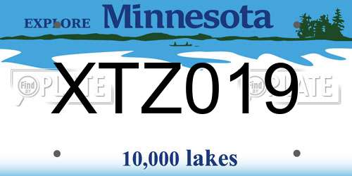 XTZ019 Minnesota License Plate