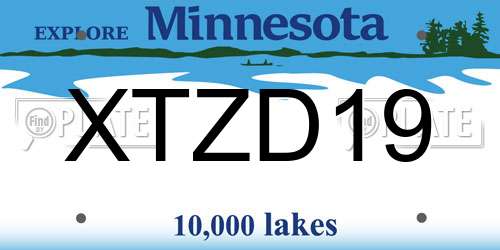 XTZD19 Minnesota License Plate
