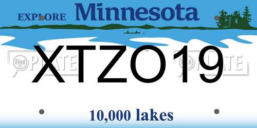 XTZO19 Minnesota License Plate