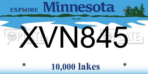 XVN845 Minnesota License Plate