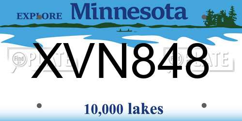 XVN848 Minnesota License Plate