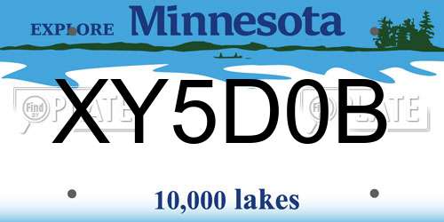 XY5D0B Minnesota License Plate