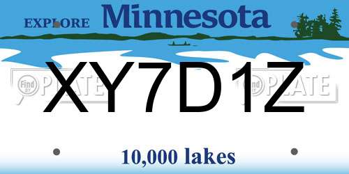 XY7D1Z Minnesota License Plate