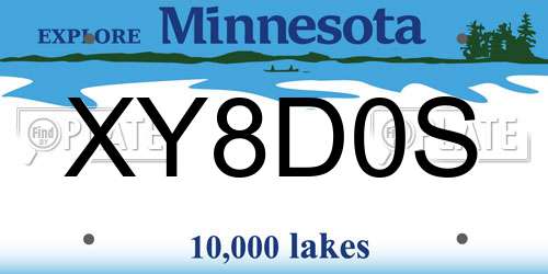 XY8D0S Minnesota License Plate