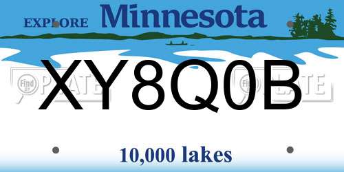 XY8Q0B Minnesota License Plate