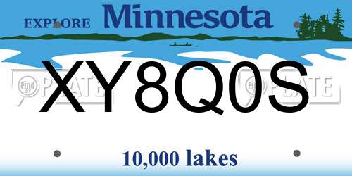 XY8Q0S Minnesota License Plate
