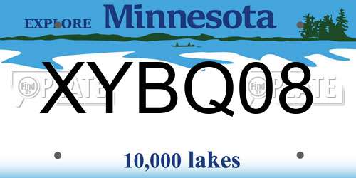 XYBQ08 Minnesota License Plate