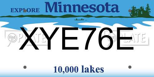 XYE76E Minnesota License Plate