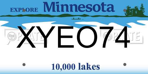XYEO74 Minnesota License Plate