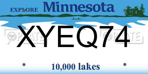 XYEQ74 Minnesota License Plate