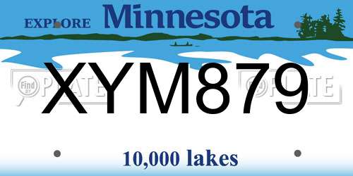 XYM879 Minnesota License Plate