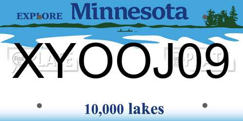 XYOOJ09 Minnesota License Plate