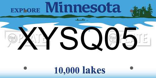 XYSQ05 Minnesota License Plate