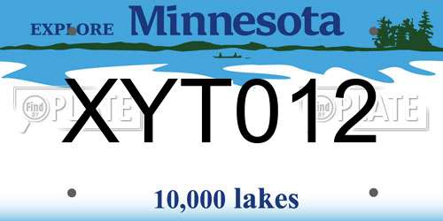 XYT012 Minnesota License Plate
