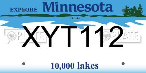 XYT112 Minnesota License Plate